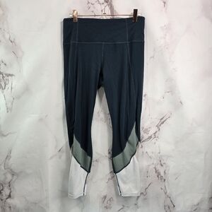 Athleta Leggings Womens Medium Green White Mesh Salutation Colorblock Power Vida